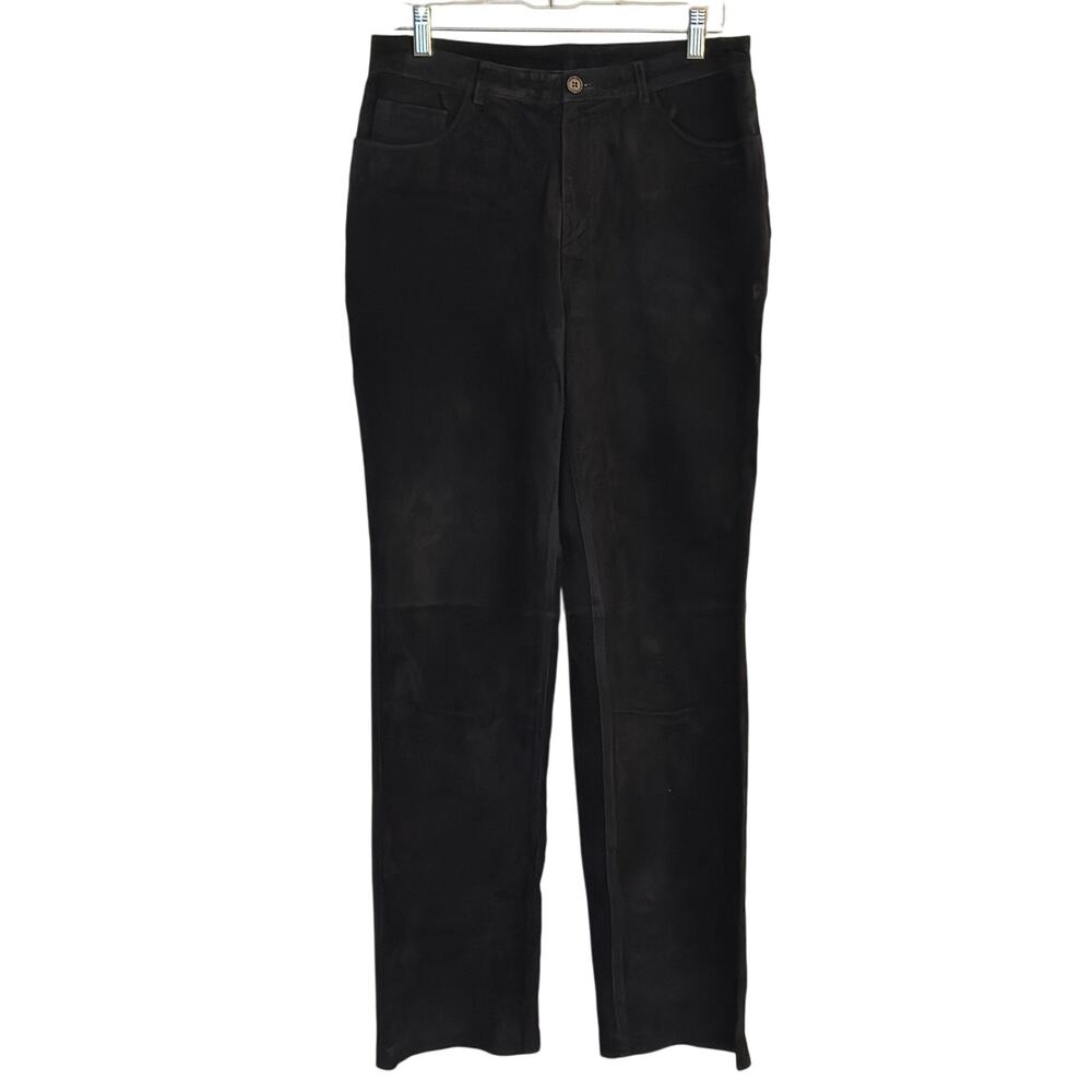 Vintage 90s Brandon Thomas Black Suede Straight Leg Pants Western Cowgirl Fall
